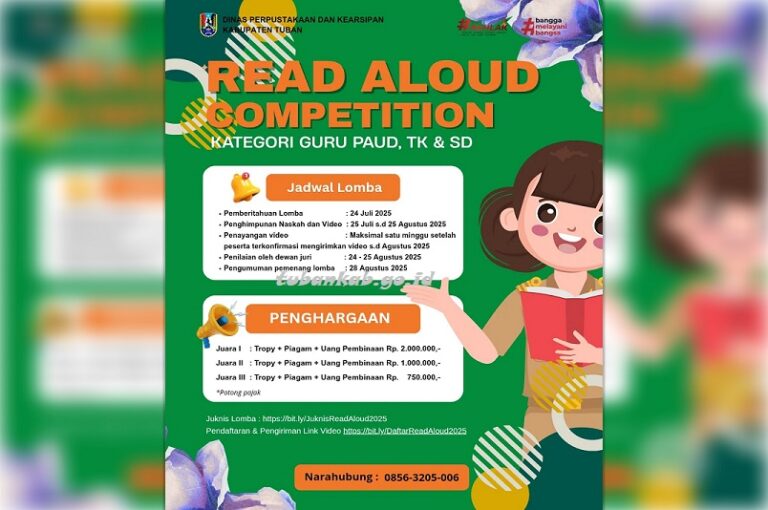 Guru PAUD, TK, dan SD Merapat! Dispersip Tuban Gelar Lomba Baca Nyaring, Ini Persyaratannya